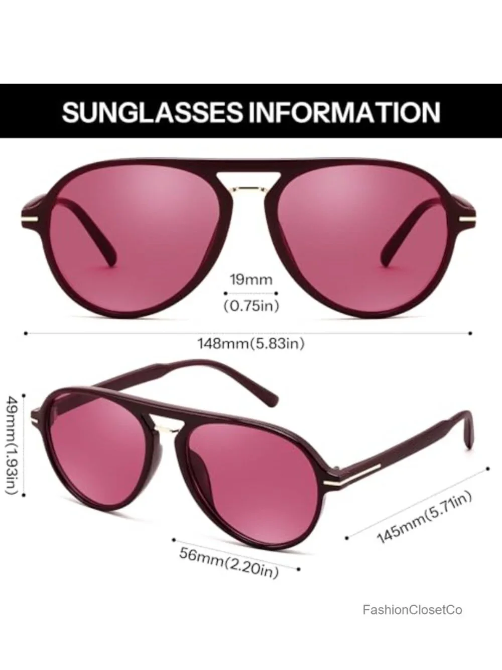 Classic Double Bridge Aviator Sunglasses with UV Protection
